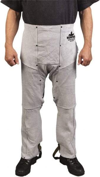 MCR Safety - Size Universal Leather Welding Chaps - No Pockets, 38" Inseam, Gray - Top Tool & Supply