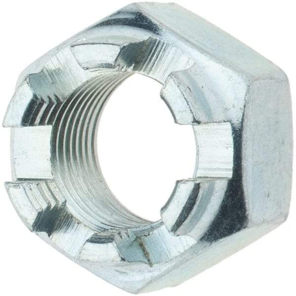 Value Collection - 1/2-20 UNF Grade 5 Steel Castle Locknut - Zinc-Plated Finish - Top Tool & Supply