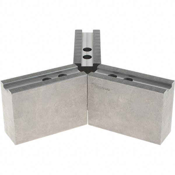 Abbott Workholding Products - 12" & Up Chuck Capacity, 1.5mm x 60° Serrated Attachment, Square Soft Lathe Chuck Jaw - 3 Jaws, Steel, 1.1811" Btw Mount Hole Ctrs, 5-1/2" Long x 2" Wide x 4" High, 0.8268" Groove, 0.6299" & 16mm Fastener - Top Tool & Supply