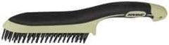 Hyde Tools - 1-1/8 Inch Trim Length Steel Scratch Brush - 6" Brush Length, 11-3/4" OAL, 1-1/8" Trim Length, Plastic with Rubber Overmold Ergonomic Handle - Top Tool & Supply