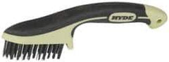 Hyde Tools - 1-1/8 Inch Trim Length Steel Scratch Brush - 3-1/4" Brush Length, 8-3/4" OAL, 1-1/8" Trim Length, Plastic with Rubber Overmold Ergonomic Handle - Top Tool & Supply