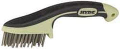 Hyde Tools - 1-1/8 Inch Trim Length Stainless Steel Scratch Brush - 3-1/4" Brush Length, 8-3/4" OAL, 1-1/8" Trim Length, Plastic with Rubber Overmold Ergonomic Handle - Top Tool & Supply