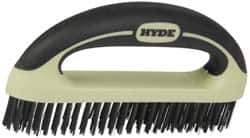 Hyde Tools - 1-1/8 Inch Trim Length Steel Scratch Brush - 8" Brush Length, 8" OAL, 1-1/8" Trim Length, Plastic with Rubber Overmold Ergonomic Handle - Top Tool & Supply