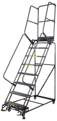 Ballymore - 153" 12 Step Ladder - Rolling Safety Ladder, 450 Lb Capacity, 120" Platform Height, 40" Base Width x 87" Base Depth, Perforated Tread - Top Tool & Supply