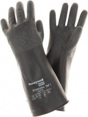 North - Size XL (10), 14" Long, 14 mil Thick, Butyl Chemical Resistant Gloves - Rough Finish, Rolled Cuff, Black, FDA Approved - Top Tool & Supply