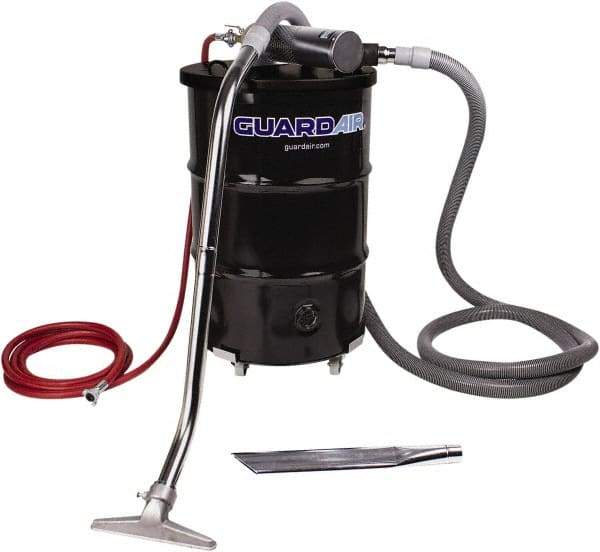 Guardair - 55 Gal Steel Tank, Air Powered Wet/Dry Vacuum - 15 Peak hp, 20' Hose Fitting, Cordless, Cartridge Filter - Top Tool & Supply