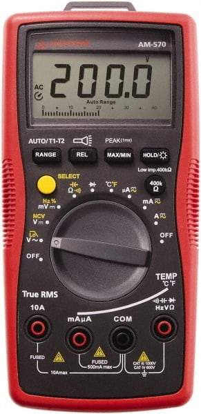 Amprobe - 4210340, CAT IV, CAT III, 1,000 VAC/VDC, Digital True RMS Auto Ranging Manual Ranging Multimeter - 60 mOhm, Measures Voltage, Capacitance, Current, Frequency, Resistance, Temperature - Top Tool & Supply