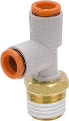 SMC PNEUMATICS - 3/16" Outside Diam, 1/8 NPT, Brass/Polybutylene Push-to-Connect Tube Male Run Tee - 145 Max psi - Top Tool & Supply