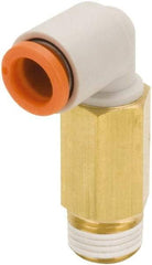 SMC PNEUMATICS - 5/16" Outside Diam, 1/8 NPT, Brass/Polybutylene Push-to-Connect Tube Extended Male Elbow - 145 Max psi - Top Tool & Supply