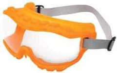 Uvex - Size Universal, Clear Polycarbonate Anti-Fog & Scratch Resistant Lens, Safety Goggles - Indirect Vent, Orange TPE (Thermopoly Elastomer) Frame, Over the Glass Style - Top Tool & Supply