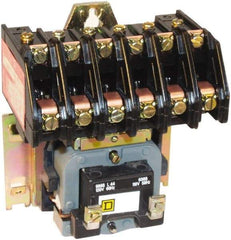 Square D - No Enclosure, 6 Pole, Electrically Held Lighting Contactor - 20 A (Tungsten), 30 A (Fluorescent), 110 VAC at 50 Hz, 120 VAC at 60 Hz, 6NO Contact Configuration - Top Tool & Supply