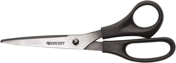 Westcott - 3-19/64" LOC, 8" OAL Stainless Steel Standard Standard - Plastic Straight Handle, For General Purpose Use - Top Tool & Supply