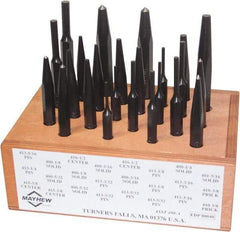 Mayhew - 24 Piece, 1/8 to 1/2", Center, Pin & Prick Starter Punch Set - Hex Shank, Steel, Comes in Boxed - Top Tool & Supply