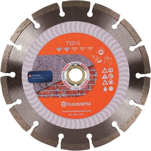 Husqvarna - 7" Diam, 5/8 & 7/8" Arbor Hole Diam, Continuous Edge Tooth Wet & Dry Cut Saw Blade - Diamond-Tipped, Fast Cutting Action, Standard Round Arbor - Top Tool & Supply