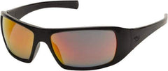 PYRAMEX - Ice Orange Mirror Lenses, Framed Safety Glasses - Scratch Resistant, Black Polycarbonate/Thermoplastic Rubber Frame, Size Universal, Wrap Around - Top Tool & Supply