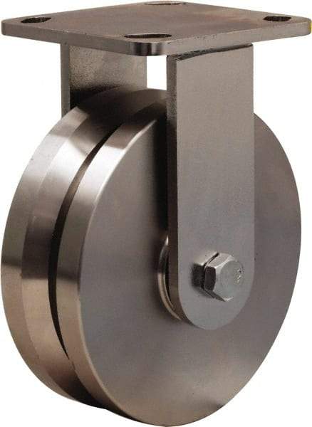 Hamilton - 6" Diam x 2" Wide, Stainless Steel Swivel Caster - 1,200 Lb Capacity, Top Plate Mount, 4" x 5" Plate, Stainless Steel Precision Ball Bearing - Top Tool & Supply