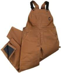 PRO-SAFE - Size L, Brown, Zipper, Cold Weather Bib Overall - Cotton, Nylon, 5 Pockets, Elastic Suspenders, Reinforced Knees, Brass Leg Zipper - Top Tool & Supply