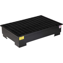 Spill Pallets, Platforms, Sumps & Basins; Product Type: Spill Pallet; Sump Capacity (Gal.): 66.00; Maximum Load Capacity: 2500.00; Material: Steel; Height (Decimal Inch): 12.375000; Drain Included: Yes; Storage Direction: Vertical; Forkliftable: Yes; Numb