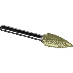 Made in USA - 5/16" Cut Diam, 1/4" Shank Diam, Tree Head Diamond Cut Burr - Carbide, 3/4" LOC, 2-1/2" OAL - Top Tool & Supply