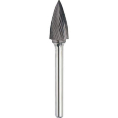 Made in USA - 3/8" Cut Diam, 1/4" Shank Diam, Tree Head Single Cut Burr - Carbide, 3/4" LOC, 2-1/2" OAL - Top Tool & Supply