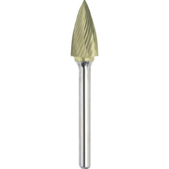 Made in USA - 6.3mm Cut Diam, 0.1181" Shank Diam, Tree Head Single Cut Burr - Carbide, 12.7mm LOC, 50mm OAL - Top Tool & Supply