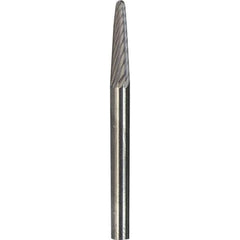 Made in USA - 6mm Cut Diam, 0.2362" Shank Diam, Cone Head Single Cut Burr - Carbide, 16mm LOC, 50mm OAL - Top Tool & Supply