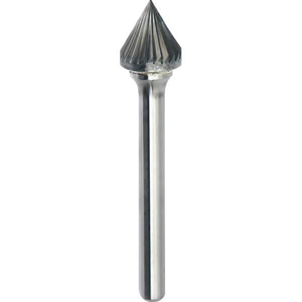 Made in USA - 1/2" Cut Diam, 0.2362" Shank Diam, Cone Head Single Cut Burr - Carbide, 11mm LOC, 56mm OAL - Top Tool & Supply