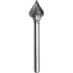 Made in USA - 9.5mm Cut Diam, 0.2362" Shank Diam, Cone Head Single Cut Burr - Carbide, 8mm LOC, 53mm OAL - Top Tool & Supply