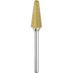 Made in USA - 1/2" Cut Diam, 0.2362" Shank Diam, Cone Head Single Cut Burr - Carbide, 28mm LOC, 73mm OAL - Top Tool & Supply