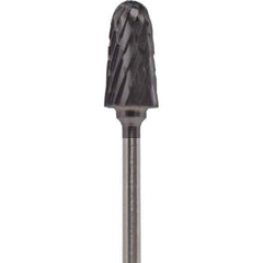 Made in USA - 7mm Cut Diam, 0.0925" Shank Diam, Cone Head Double Cut Burr - Carbide, 14mm LOC, 52mm OAL - Top Tool & Supply