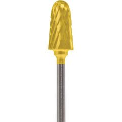 Made in USA - 7mm Cut Diam, 0.0925" Shank Diam, Cone Head Double Cut Burr - Carbide, 14mm LOC, 52mm OAL - Top Tool & Supply