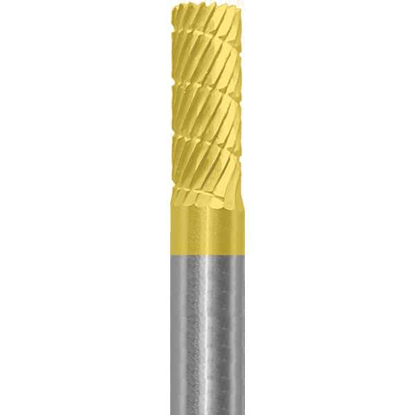 Made in USA - 6mm Cut Diam, 0.2362" Shank Diam, Cylinder Head Double Cut Burr - Carbide, 16mm LOC, 50mm OAL - Top Tool & Supply