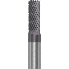 Made in USA - 6mm Cut Diam, 0.2362" Shank Diam, Cylinder Head Double Cut Burr - Carbide, 16mm LOC, 50mm OAL - Top Tool & Supply