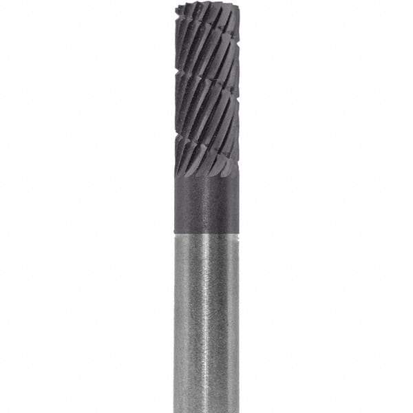 Made in USA - 6mm Cut Diam, 0.2362" Shank Diam, Cylinder Head Double Cut Burr - Carbide, 16mm LOC, 50mm OAL - Top Tool & Supply