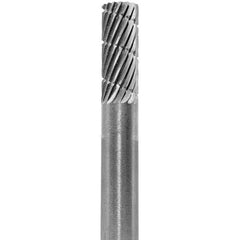 Made in USA - 6mm Cut Diam, 0.2362" Shank Diam, Cylinder Head Double Cut Burr - Carbide, 16mm LOC, 50mm OAL - Top Tool & Supply