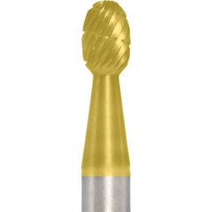 Made in USA - 6mm Cut Diam, 0.2362" Shank Diam, Oval Head Double Cut Burr - Carbide, 9.5mm LOC, 50mm OAL - Top Tool & Supply