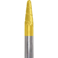 Made in USA - 6mm Cut Diam, 0.2362" Shank Diam, Cone Head Double Cut Burr - Carbide, 16mm LOC, 50mm OAL - Top Tool & Supply