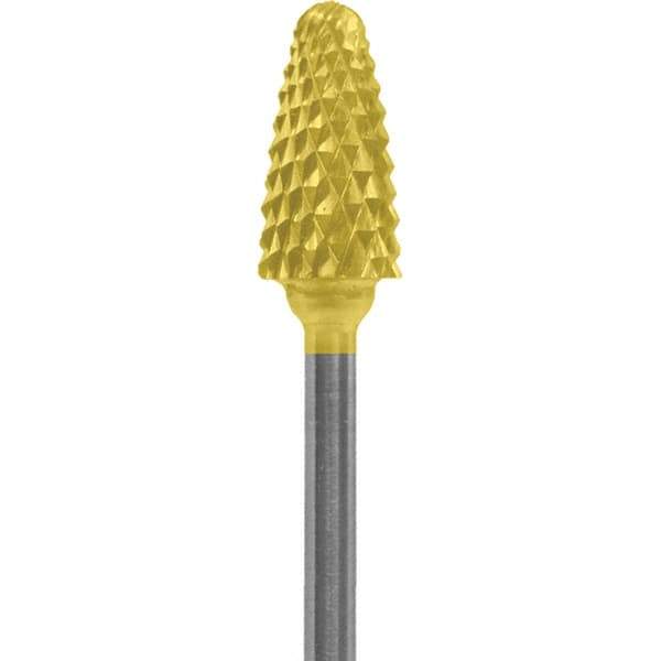 Made in USA - 6mm Cut Diam, 0.0925" Shank Diam, Tree with Radius Head Double Cut Burr - Carbide, 14mm LOC, 52mm OAL - Top Tool & Supply