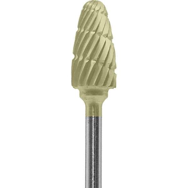 Made in USA - 6mm Cut Diam, 0.0925" Shank Diam, Tree with Radius Head Double Cut Burr - Carbide, 14mm LOC, 52mm OAL - Top Tool & Supply