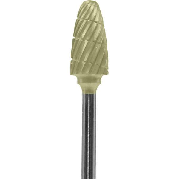 Made in USA - 6mm Cut Diam, 0.0925" Shank Diam, Tree with Radius Head Double Cut Burr - Carbide, 14mm LOC, 52mm OAL - Top Tool & Supply