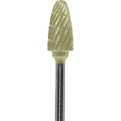 Made in USA - 6mm Cut Diam, 0.0925" Shank Diam, Tree with Radius Head Double Cut Burr - Carbide, 14mm LOC, 52mm OAL - Top Tool & Supply