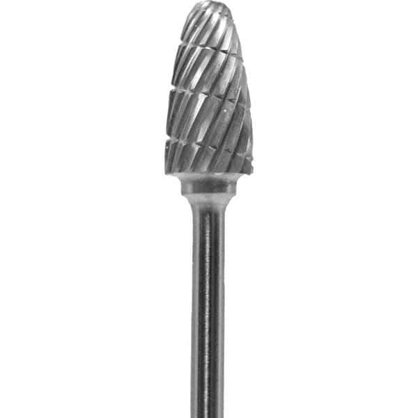 Made in USA - 1/4" Cut Diam, 0.0925" Shank Diam, Tree with Radius Head Chipbreaker Cut Burr - Carbide, 1/2" LOC, 2" OAL - Top Tool & Supply