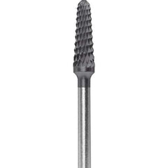 Made in USA - 7mm Cut Diam, 0.0925" Shank Diam, Cone Head Double Cut Burr - Carbide, 13mm LOC, 51mm OAL - Top Tool & Supply