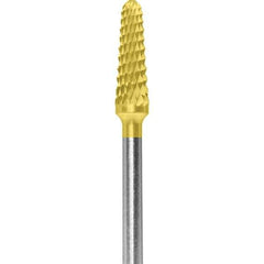 Made in USA - 7mm Cut Diam, 0.0925" Shank Diam, Cone Head Double Cut Burr - Carbide, 13mm LOC, 51mm OAL - Top Tool & Supply