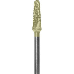 Made in USA - 7mm Cut Diam, 0.0925" Shank Diam, Cone Head Double Cut Burr - Carbide, 13mm LOC, 51mm OAL - Top Tool & Supply