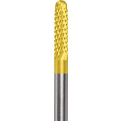 Made in USA - 2.3mm Cut Diam, 0.0925" Shank Diam, Cylinder with Radius Head Double Cut Burr - Carbide, 15mm LOC, 50mm OAL - Top Tool & Supply