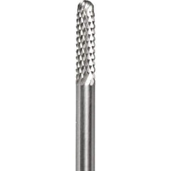 Made in USA - 3/32" Cut Diam, 0.0925" Shank Diam, Cylinder with Radius Head Diamond Cut Burr - Carbide, 1/2" LOC, 1-1/2" OAL - Top Tool & Supply