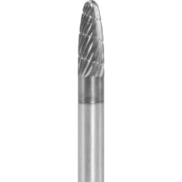 Made in USA - 1/4" Cut Diam, 1/4" Shank Diam, Tree with Radius Head Fastmill Cut Burr - Carbide, 5/8" LOC, 2" OAL - Top Tool & Supply