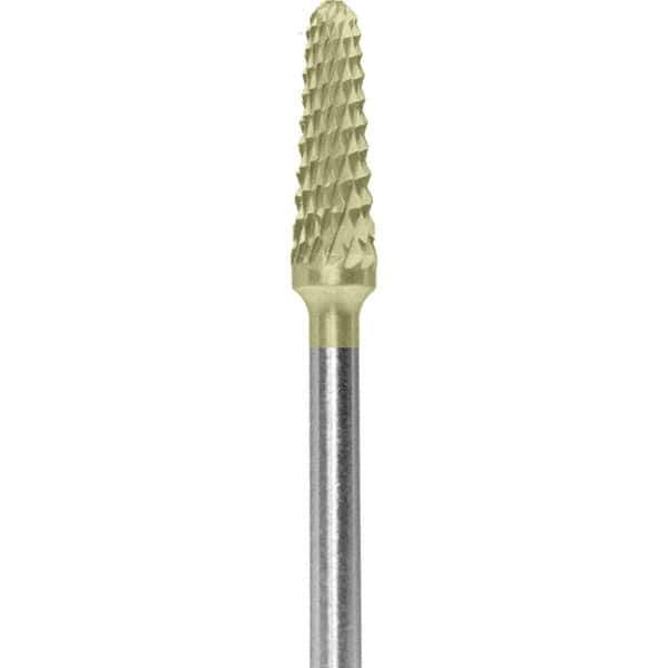 Made in USA - 7mm Cut Diam, 0.0925" Shank Diam, Cone Head Double Cut Burr - Carbide, 13mm LOC, 51mm OAL - Top Tool & Supply