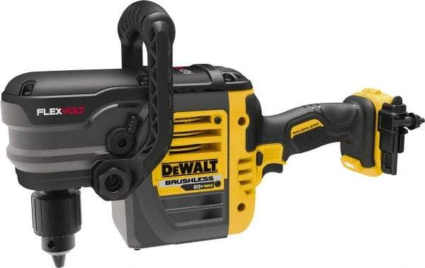 DeWALT - 60 Volt 1/2" Chuck Right Angle Handle Cordless Drill - 0-300 & 0-1200 RPM, Keyed Chuck, Lithium-Ion Batteries Not Included - Top Tool & Supply